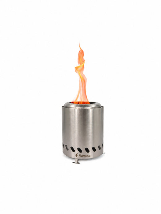 Flamesa® Vulcan – Brasero à pellets de table pour l’extérieur (argent)